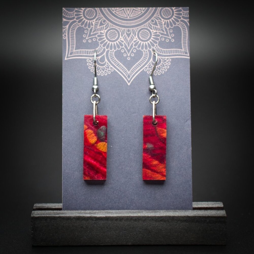 Scarlet Flame Small Rectangle Earrings - Choose your favorite pair